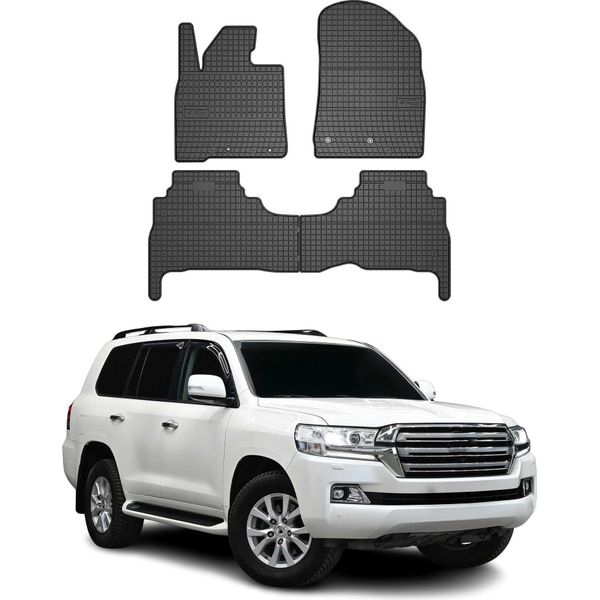 2015-2025 Toyota Land Cruiser 200 Tappetini In Gomma Nero 4 Pezzi-image