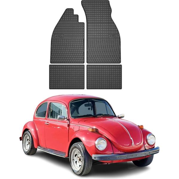 1980-2003 Vw Maggiolino Tappetini In Gomma Nera 4 Pz-image