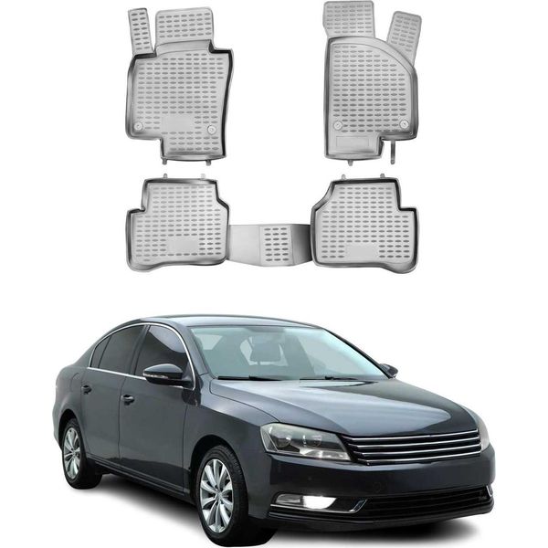 2011-2015 Vw Passat B7 Tappetini Tpe Grigio 4 Pz-image
