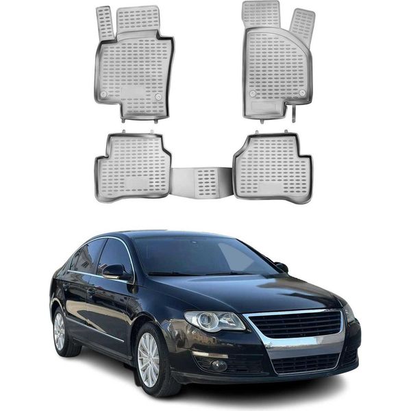 2005-2011 Vw Passat Tappetini Tpe Grigio 4 Pz-image