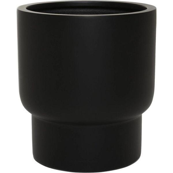 Vivanno Vaso Da Fiori In Vetroresina Livello Rotondo, Nero Opaco - 37X37X41 Cm-image