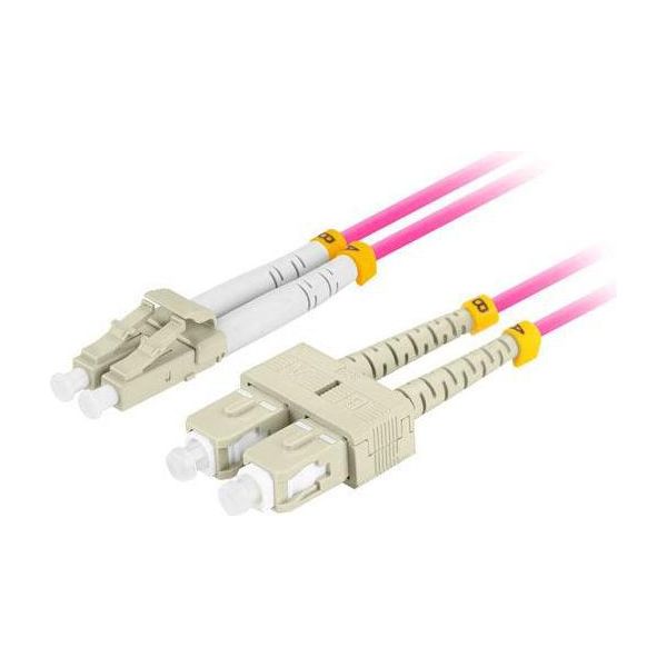 Lanberg Mm LC/UPC-SC/UPC Duplex Cavo Patch In Fibra Ottica 3.0MM OM4 50/125 Lszh 1M Viola-image