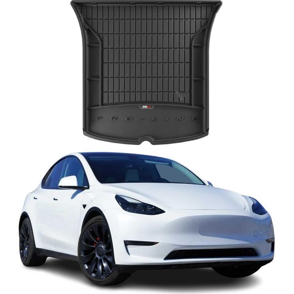 Omac Rivestimento Del Bagagliaio In Gomma Per Tesla Model Y 2020-2025 Top Posteriore Nero Tpe-image