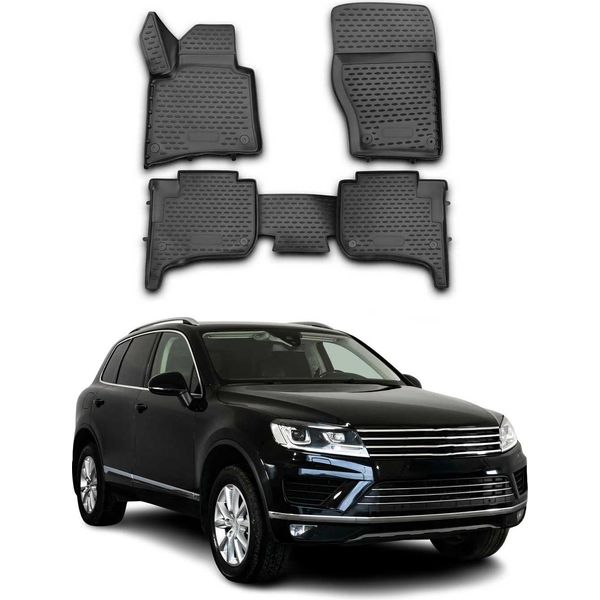 2010-2018 Vw Touareg Tappetini Tpe Nero 4 Pz-image