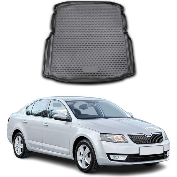 Tappetino Per Bagagliaio Per Skoda Octavia 2013-2021 In Gomma Tpe Nero-image