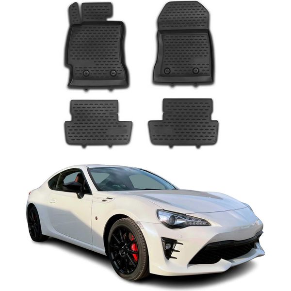 2012-2021 Toyota Gt 86 Tappetini Tpe Nero 4 Pezzi-image