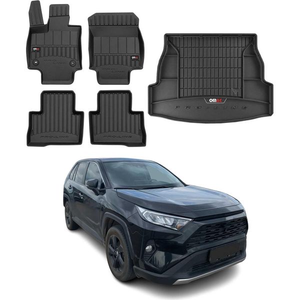 Omac Set Tappetini E Fodera Bagagliaio Per Toyota RAV4 2018-2025 Gomma Nera 5X-image