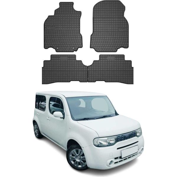 2008-2011 Nissan Cube Z12 Tappetini In Gomma Nera 4 Pz-image