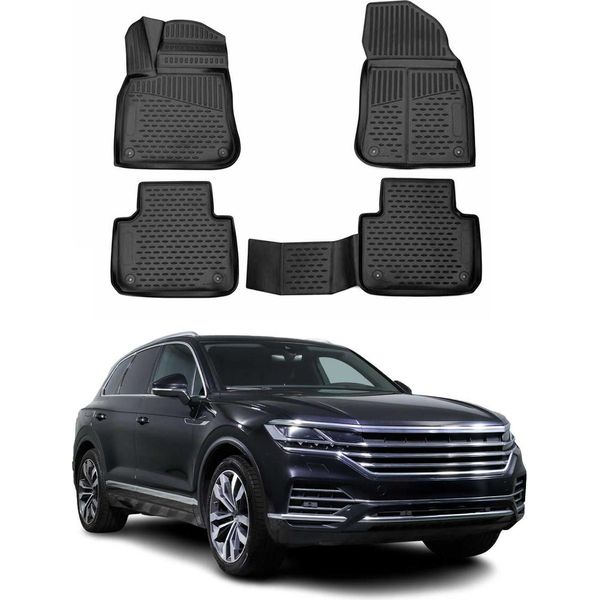 2018-2021 Vw Touareg Tappetini Tpe Nero 4 Pz-image