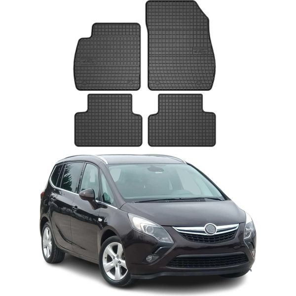 2012-2019 Opel Zafira C Tourer Tappetini In Gomma Nera 4 Pz-image