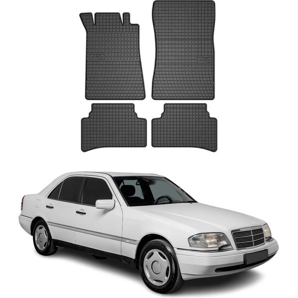 1993-2001 Mercedes Classe C W202 Tappetini In Gomma Nera 4 Pezzi-image