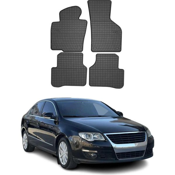 2005-2010 Vw Passat B6 Tappetini In Gomma Nero 4 Pz-image