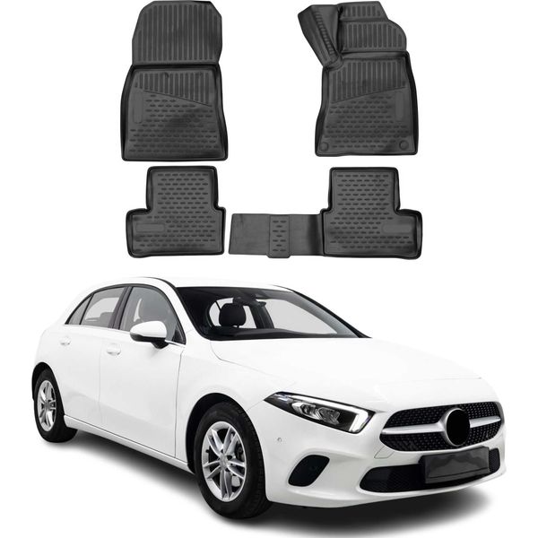 2018-2025 Mercedes Classe A Rhd Tappetini Tpe Nero 4 Pz-image