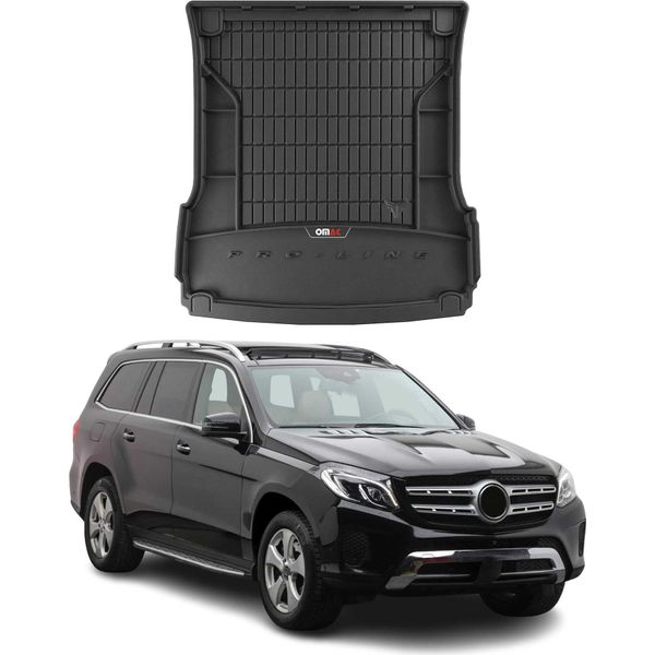 Omac Rivestimento Del Bagagliaio In Gomma Per Mercedes Gls 2015-2019 Pieghevole 3A Fila Nero-image
