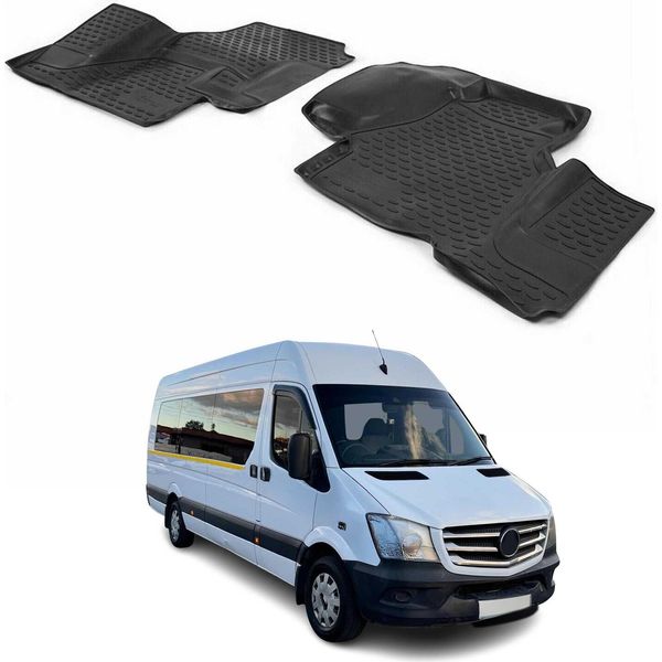 2013-2018 Mercedes Sprinter W906 Tappetini Tpe Nero 2 Pz-image
