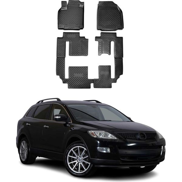 2006-2017 Mazda CX-9 Tappetini Tpe Nero 6 Pezzi-image