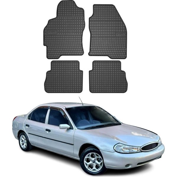1996-2000 Ford Mondeo Mk2 Tappetini In Gomma Nera 4 Pz-image