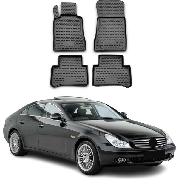 2004-2010 Mercedes Cls W219 Tappetini Tpe Nero 4 Pz-image