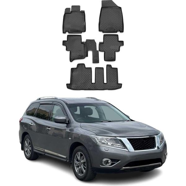 2013-2016 Nissan Pathfinder R52 Tappetini Tpe Nero 5 Pz-image
