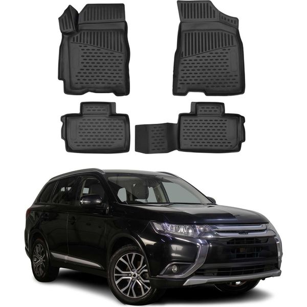 2012-2025 Mitsubishi Outlander Tappetini Tpe Nero 4 Pz-image