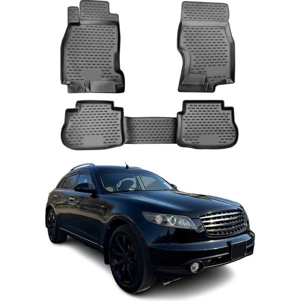 2003-2009 Infiniti FX35 Tappetini Tpe Nero 4 Pz-image