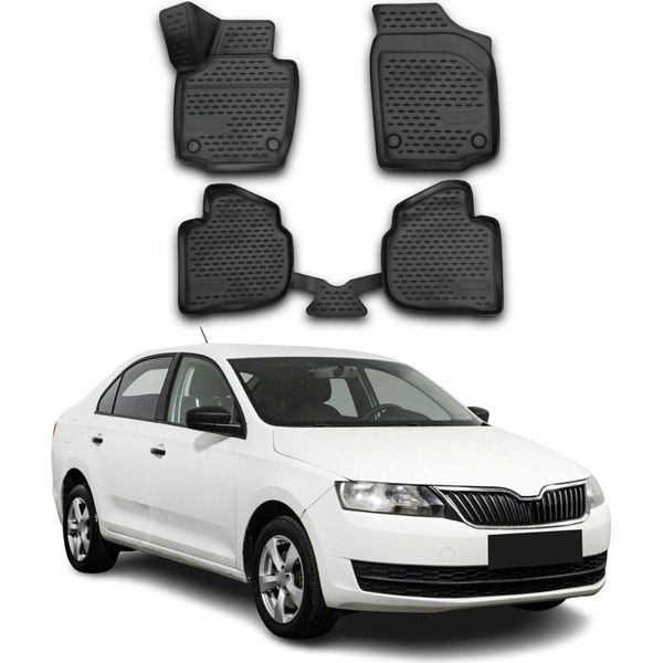 2013-2019 Skoda Rapid Spaceback Tappetini Tpe Nero 4 Pz-image