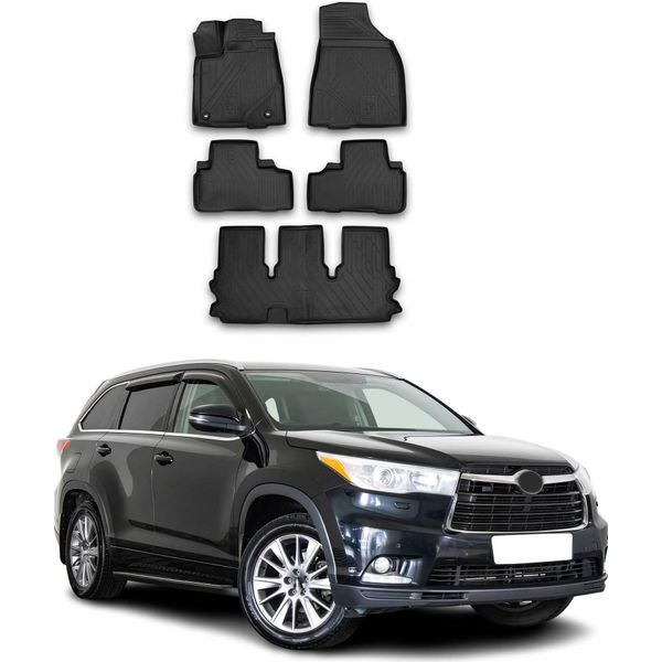 2014-2018 Toyota Highlander Tappetini Tpe Nero 5 Pezzi-image