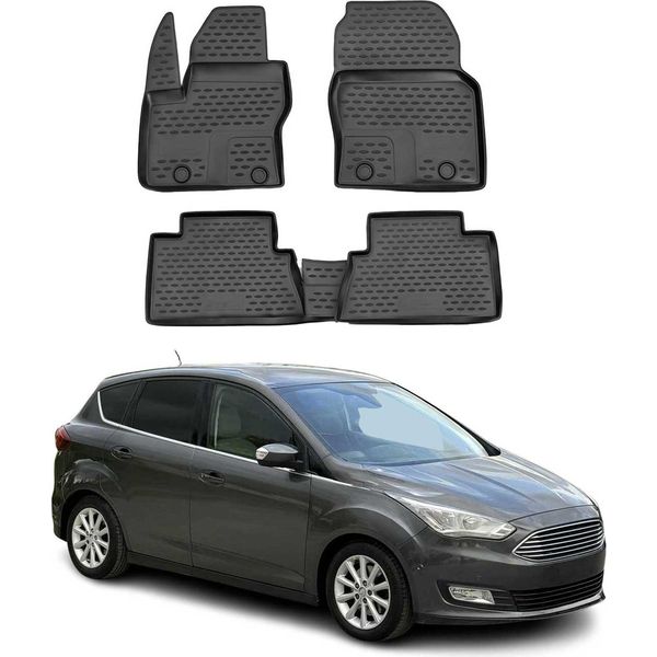 2010-2019 Ford C-Max Tappetini Tpe Nero 4 Pz-image