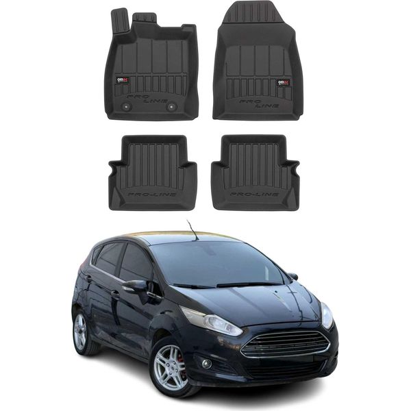 2008-2017 Ford Fiesta Tappetini Tpe Nero 4 Pezzi-image