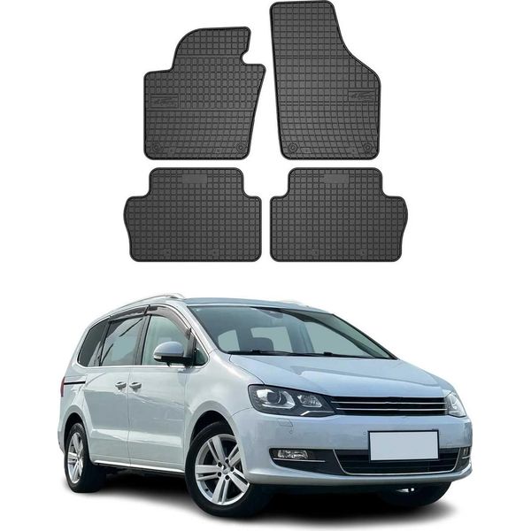 2010-2025 Vw Sharan Tappetini In Gomma Nera 4 Pz-image