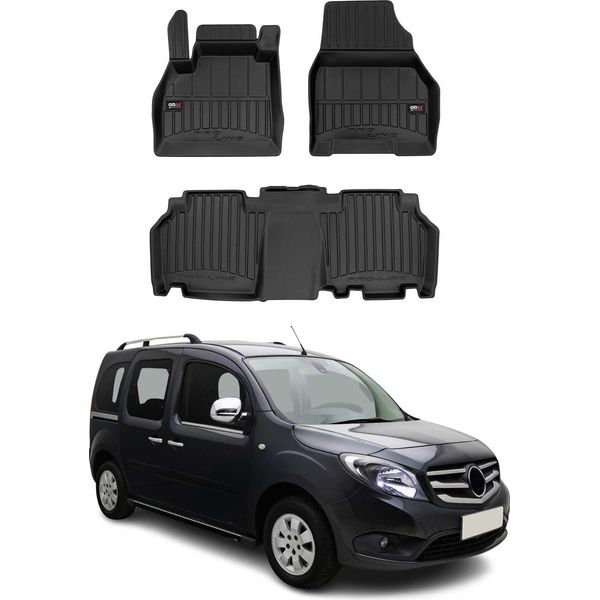 2012-2021 Mercedes Citan W415 Tappetini Tpe Nero 3 Pz-image