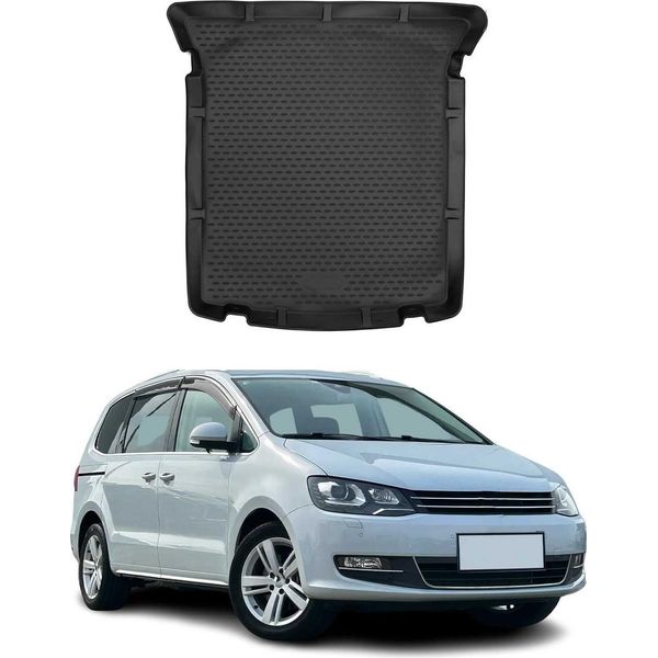 Tappetino Per Bagagliaio Vaschetta Per Vw Sharan 2010-2021 Gomma Tpe Nero-image