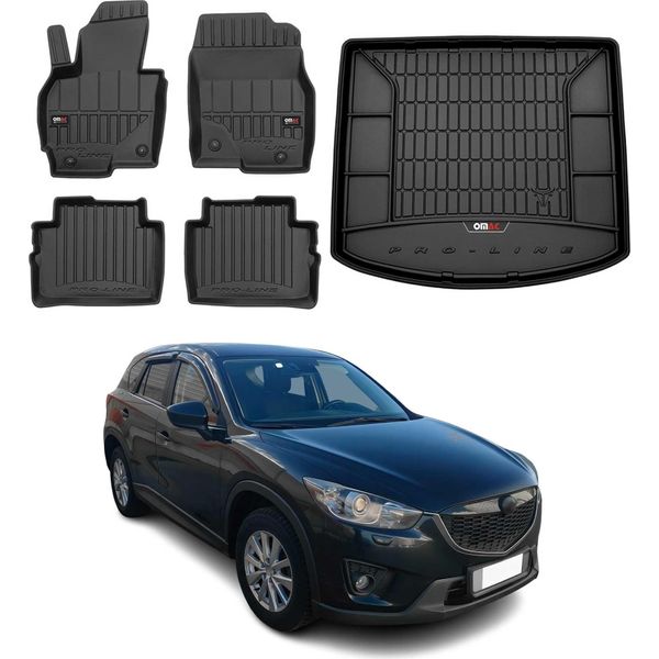 Set Di Tappetini E Fodere Per Il Bagagliaio Omac Per Mazda CX-5 2011-2017 In Gomma Nera 5X-image