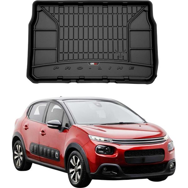 Omac Rivestimento Del Bagagliaio In Gomma Per Citroen C3 2016-2024 Rivestimento Del Bagagliaio In Tpe Nero-image