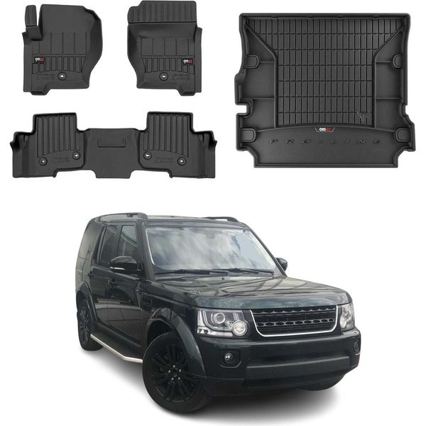 Set Di Tappetini E Fodere Per Bagagliaio Omac Per Land Rover Discovery 2009-2016 In Gomma 4X-image
