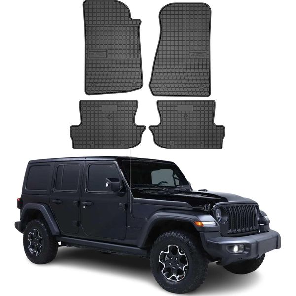 2017-2025 Jeep Wrangler Tappetini In Gomma Nera 4 Pz-image