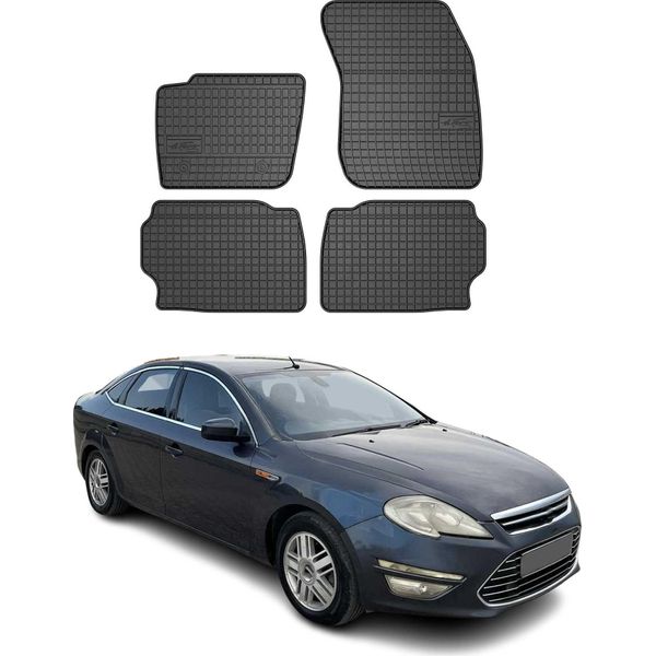 2007-2014 Ford Mondeo Mk4 Tappetini In Gomma Nera 4 Pezzi-image