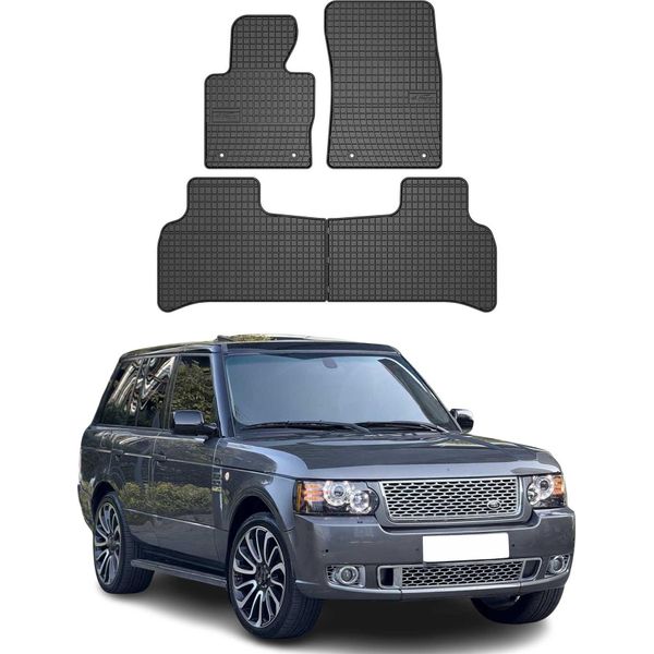 2002-2012 Land Rover Range Rover Vogue Tappetini In Gomma Nera 4 Pz-image