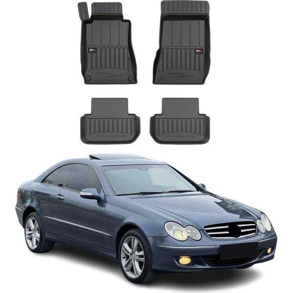 2002-2010 Mercedes Clk C209 A209 Tappetini Tpe Nero 4 Pz-image