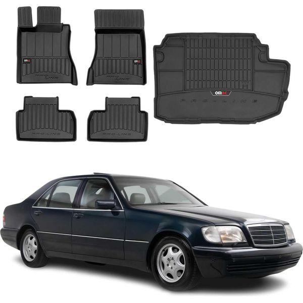 Set Di Tappetini E Fodere Per Il Bagagliaio Omac Per Mercedes Classe S W220 1998-2005 In Gomma-image