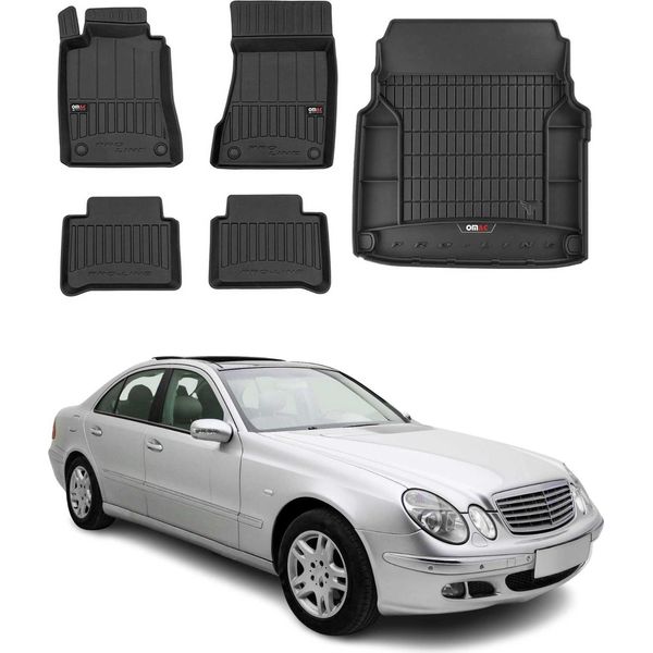 Set Di Tappetini E Fodere Per Il Bagagliaio Omac Per Mercedes Classe E 2002-2009 In Gomma 5X-image