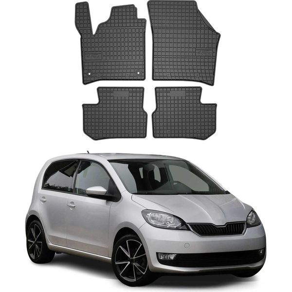 2019-2025 Skoda E-Citigo Tappetini In Gomma Nera 4 Pz-image
