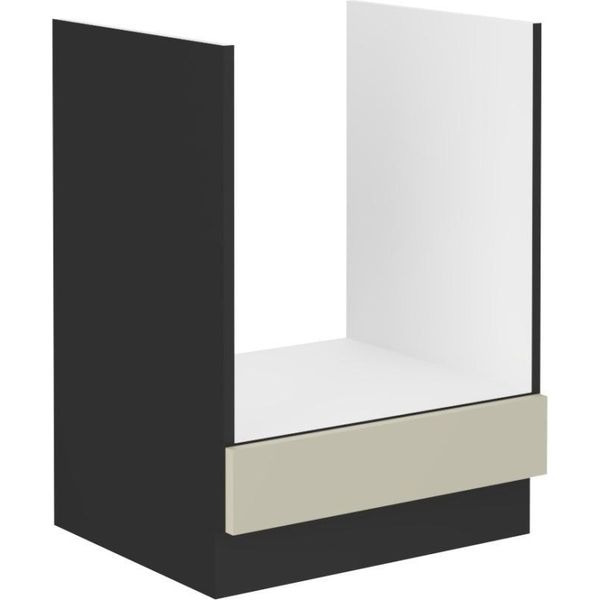 Mobiletto Per Stufa Agafija - Larghezza 60 Cm, Cashmere / Nero-image