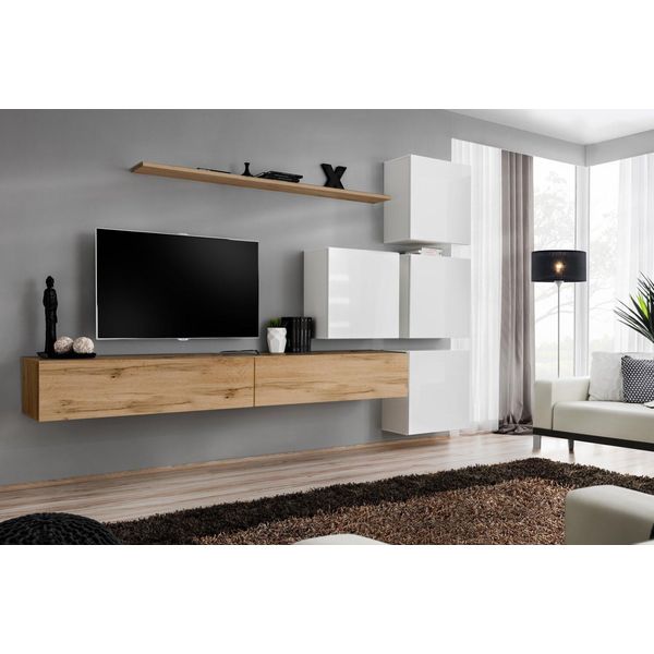 Mobile Soggiorno Rionata 9 - Rovere Wotan / Bianco-image