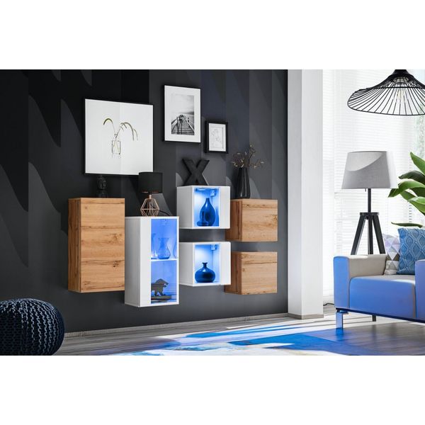 Mobili Soggiorno Rionata 4 - Rovere Wotan / Bianco-image