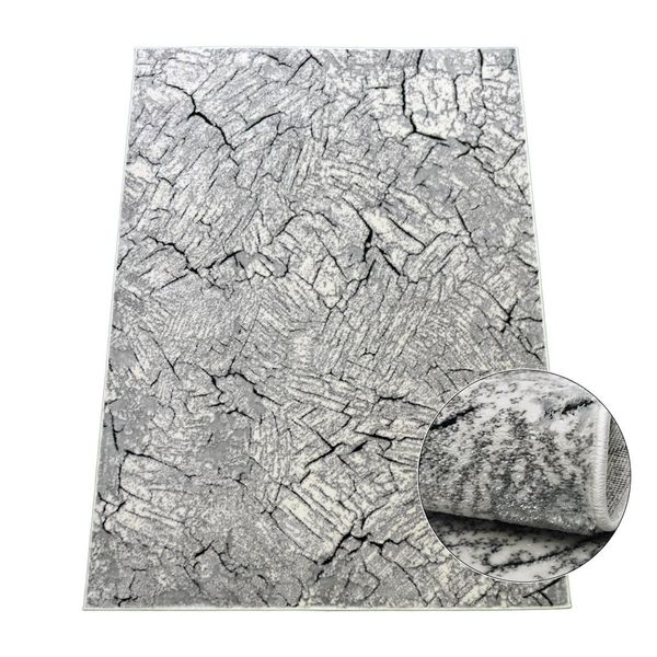 Tappeto Pezzo Con Motivo Astratto 80X150 Brawley 1 - Grigio / Bianco-image