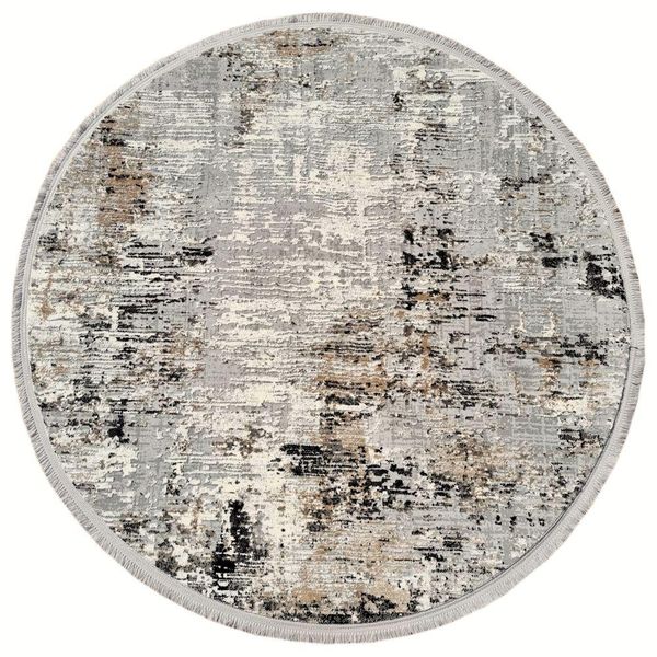 Tappeto Rotondo 100 Cm Stefano - Grigio / Nero / Beige-image