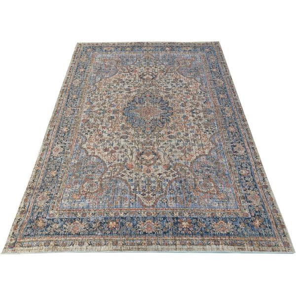 Tappeto Pezzo 160X220 Cm Franco Con Ornamenti - Beige / Blu-image