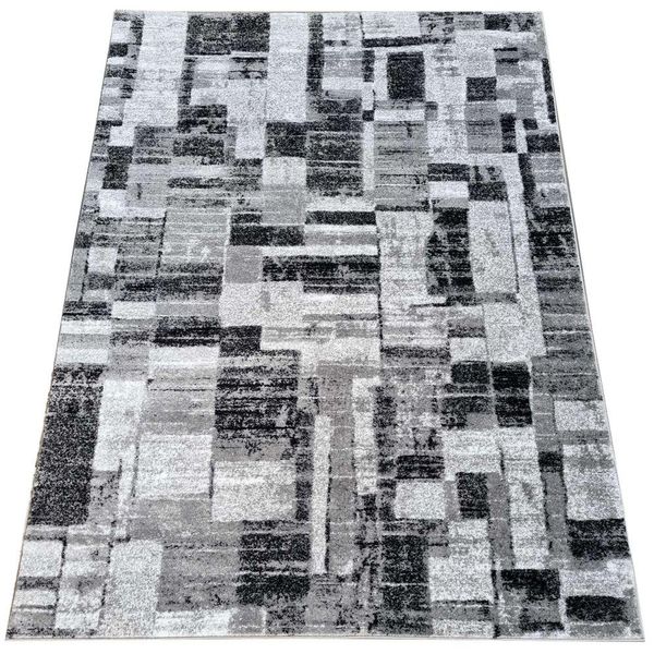 Tappeto Pezzo 160X220 Cm Demian Con Motivo Patchwork - Grigio / Bianco-image