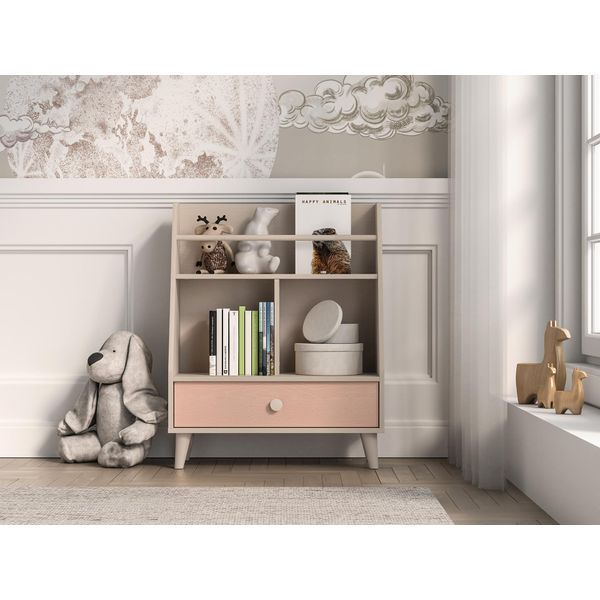 Mensola Con Cassetto Per Cameretta Olivia - Beige / Rosa-image